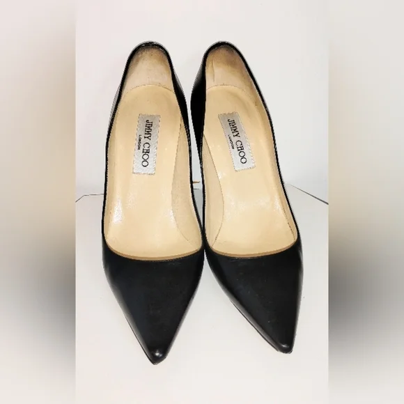 JIMMY CHOO BLACK LEATHER HEELS - Picture 4 of 7